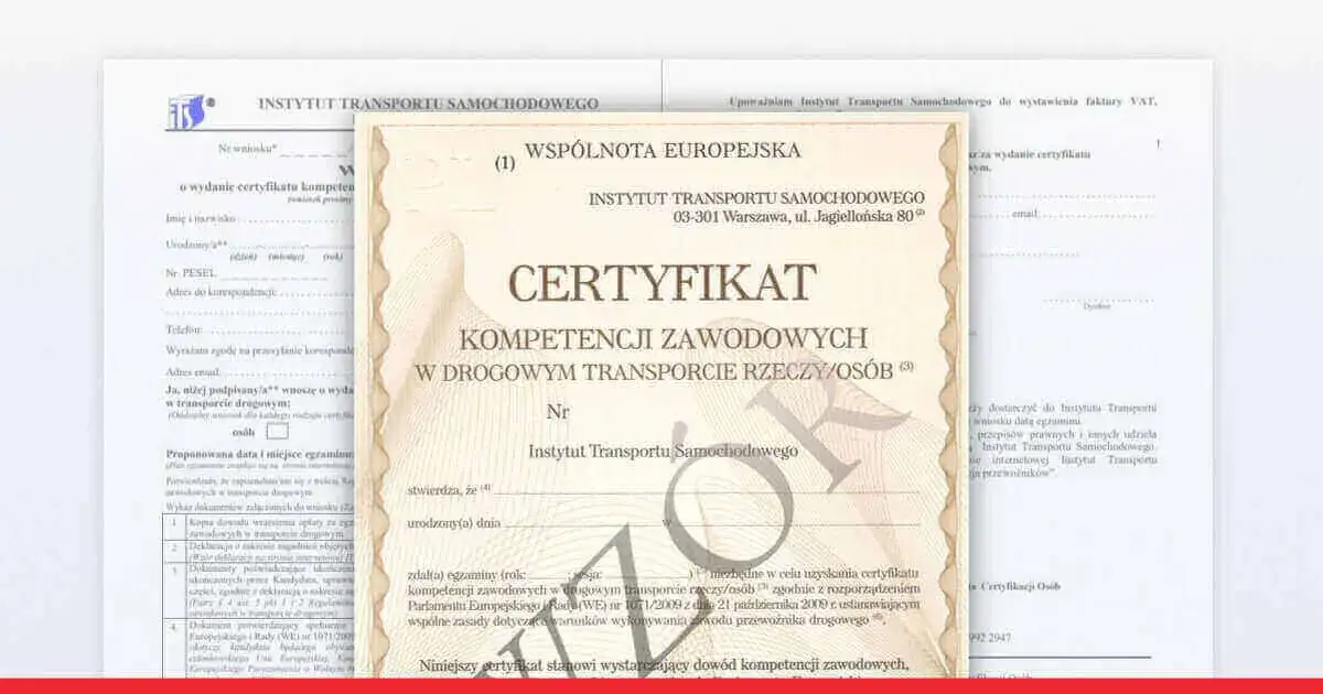 Certyfikat Kompetencji Zawodowych spedytor egzamin