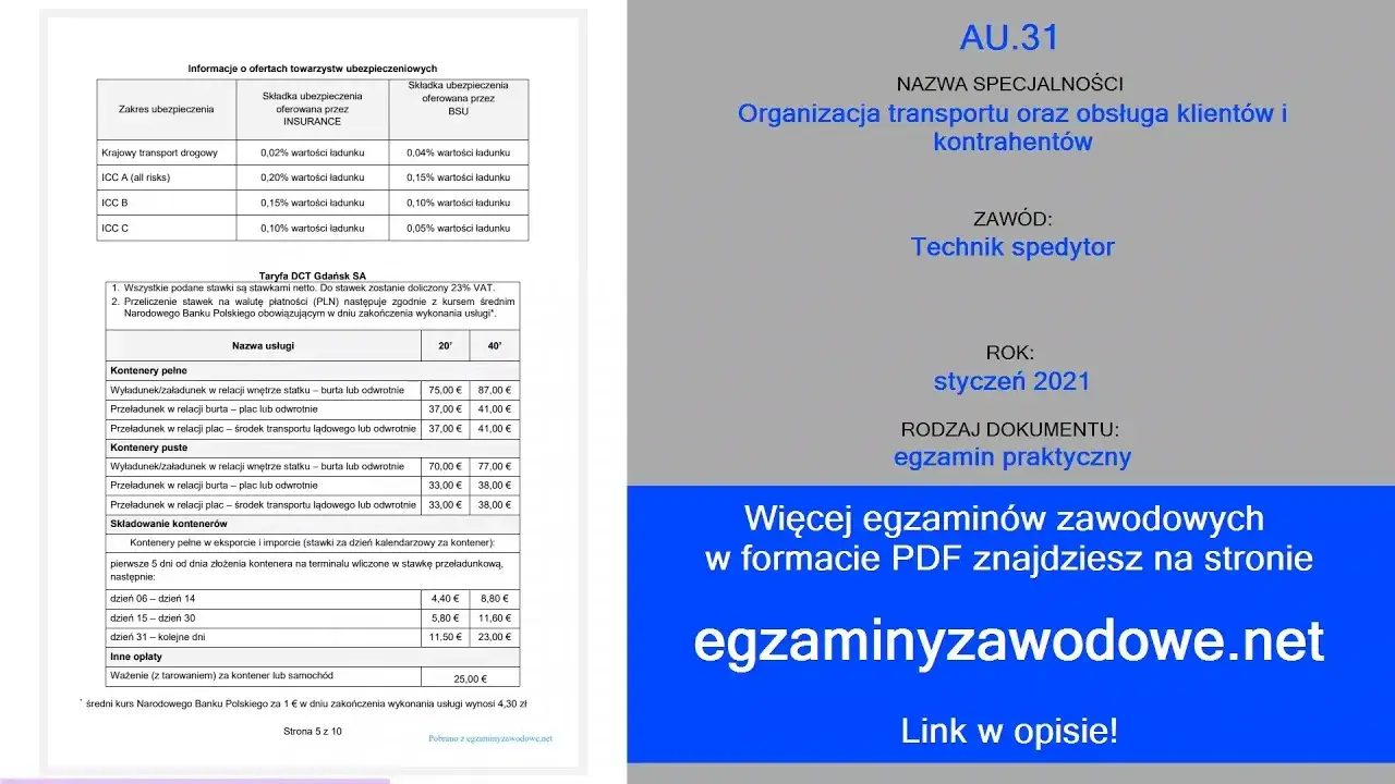 egzamin zawodowy technik spedytor