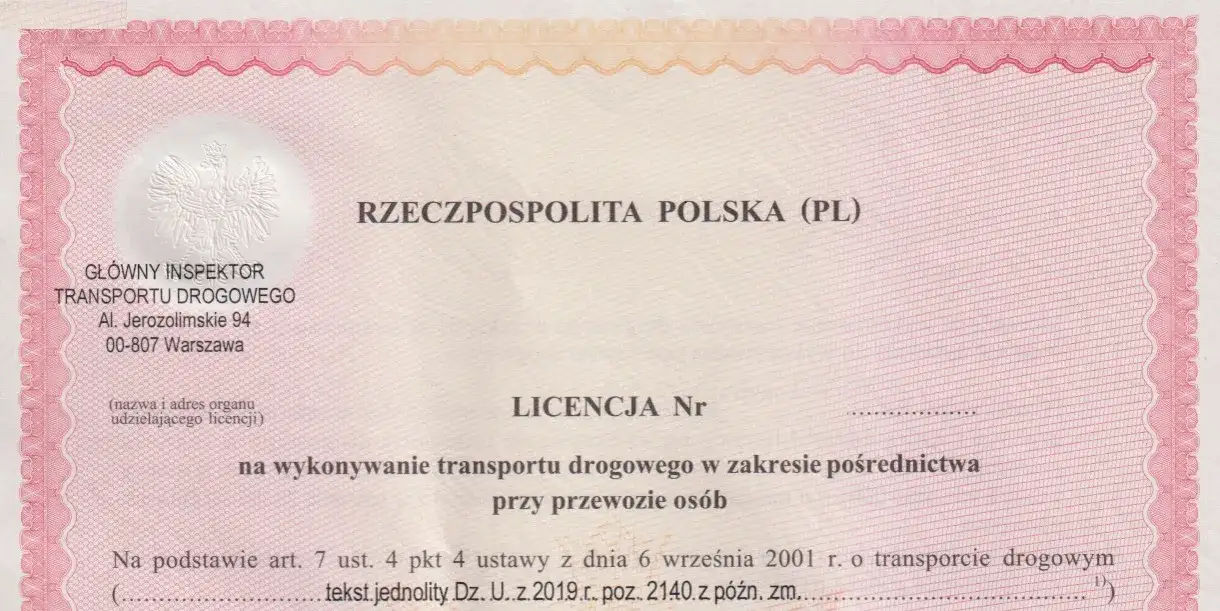 licencja na pośrednictwo przy przewozie rzeczy wzór
