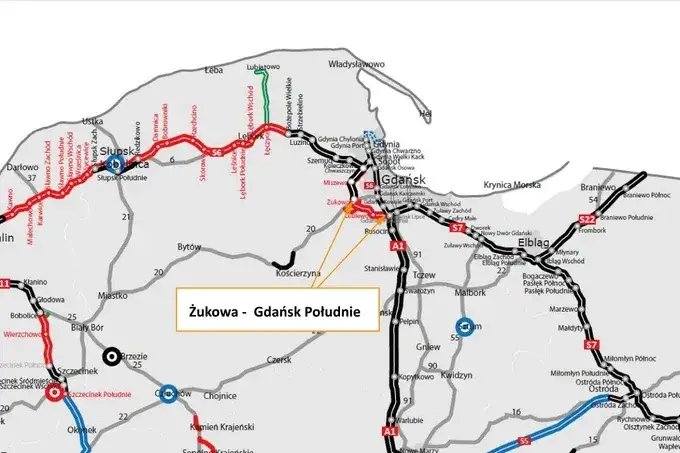 Mapa trasy Kraków Gdańsk A1 S7 porównanie