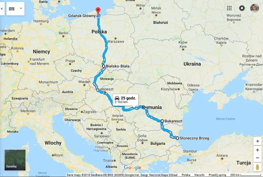 mapa trasy rumunia bułgaria samochodem